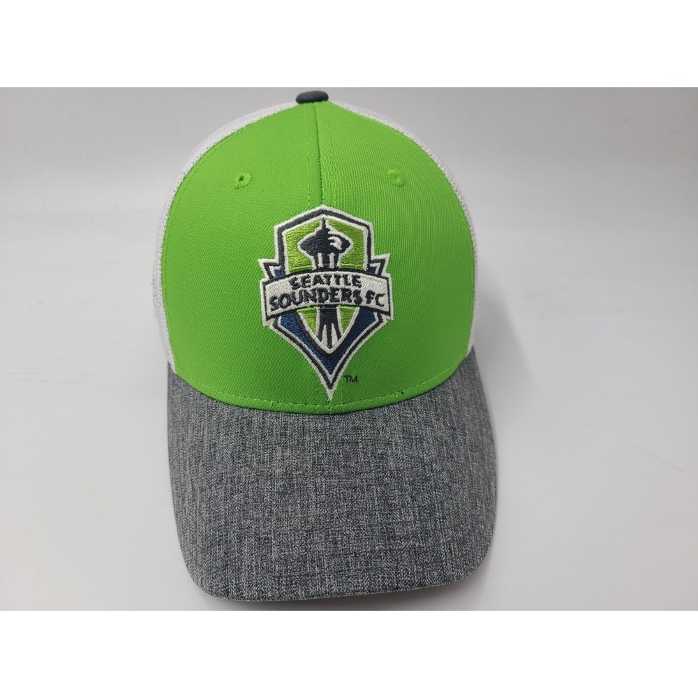Seattle‎ Sounders FC Adidas Mesh Trucker Snapback Hat Cap MLS Green Gray White